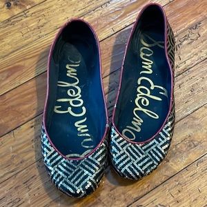 Sam Edelman black and gold ballet flats size 8